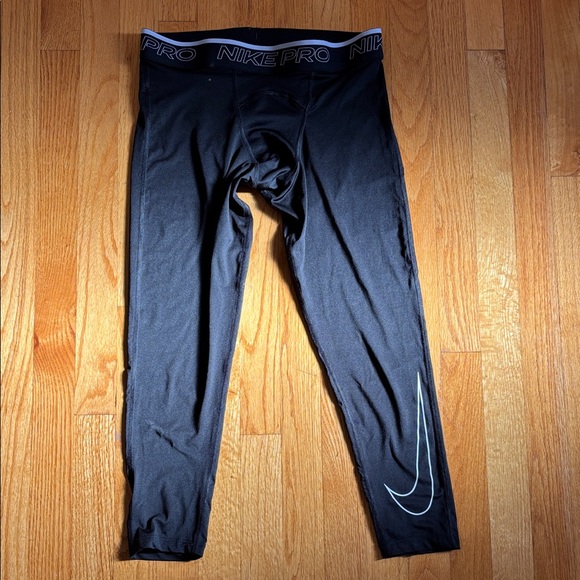 Nike Other - Mens Nike Pro Black Compression Tights White Swooshed